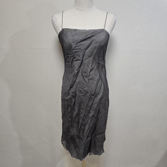 v neck spaghetti strap dress A-line V-neck Spaghetti Strap Open Back Long Satin Split Prom Bridesmaid Dress